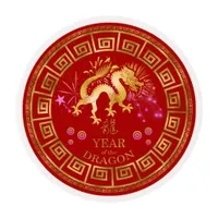 Chinese Zodiac Dragon Red/Gold ID542 Edible Frosting Rounds