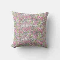 Pink Fairy Scroll Design Throw Pillow