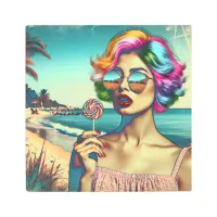 Beautiful Retro Pop Art Woman with Lollipop