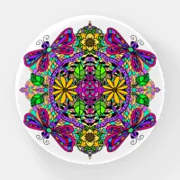 Colorful Dragonflies Mandala Paperweight