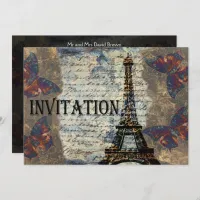 Vintage Parisian wedding invitation