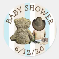 Cowboy and Teddy Bear  Baby Shower Stickers