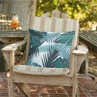 Abstract Coastal beach Tropical Leaf monstera Outdoor Pillow