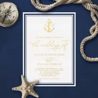 Nautical Anchor Gold Foil Monogram Wedding Foil Invitation