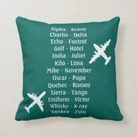 Military Pilot Airplane Alphabet Flying Lesson Throw Pillow