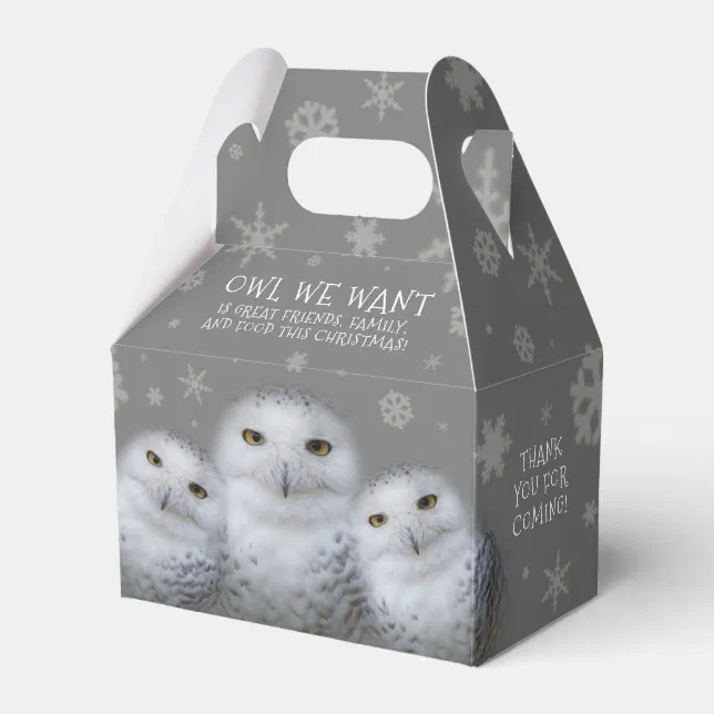 Funny Owl We Want for Christmas ... Snowy Owls Favor Boxes