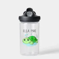 Personalized Cute Turtle Cartoon Name  Water Bottle