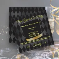 Black Diamonds and Gold New Years Eve Invitation