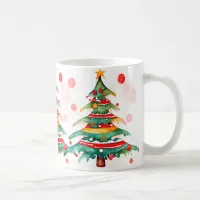 Whimsical Christmas Tree with Ornaments and Dot Coffee Mug