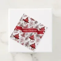 Red White Christmas Tree Pattern#4 ID1009 Favor Tags