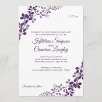 Exquisite Vines Wedding Invitation- Plum / Purple Invitation