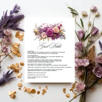 Mauve and Gold Floral Wedding Guest Details Enclosure Card