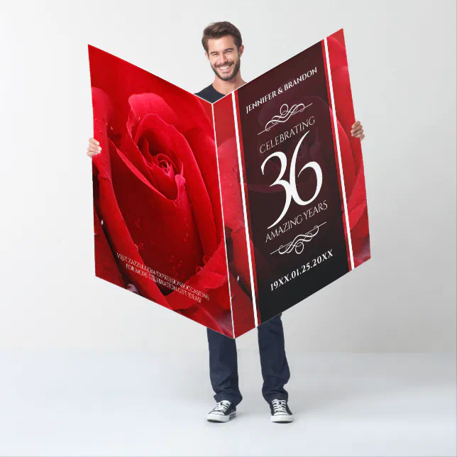 Giant 36th Rose Wedding Anniversary Celebration Card