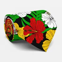 Jamaican Beach Wedding Tropical Flowers Patterned Neck Tie