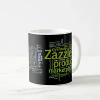 Zazzle Word Cloud Green and Black Coffee Mug