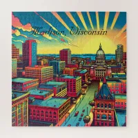 Madison, Wisconsin City Skyline at Sunset Jigsaw Puzzle