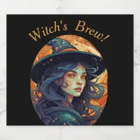 Halloween Witch Theme Party Beer Bottle Label