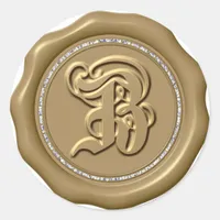 *~* Letter B Diamond Circle GOLD Wax Seal Stickers