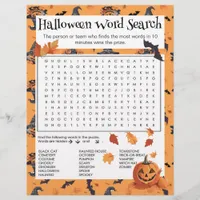 Halloween Word Search Party Game Sheet