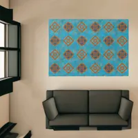 Southwest Mountain Peaks Geometric Turquoise 7x5 Rug