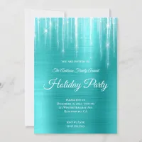 Large Sparkly Icicles Turquoise Blue Foil Holiday Invitation