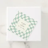 Retro Groovy Green Checkerboard Wedding Favor Tags