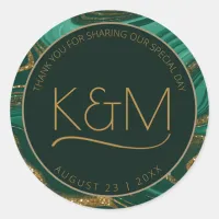 Abstract Glitter Strata Wedding Thank You G ID903  Classic Round Sticker