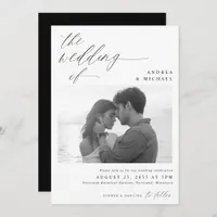 Modern Script Romantic Photo Wedding Invitation