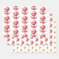 It's a Girl | Pink Hot Air Balloon Baby Shower Wrapping Paper Sheets