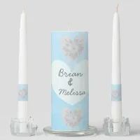 Personalize this Light Blue Wedding Unity Candle