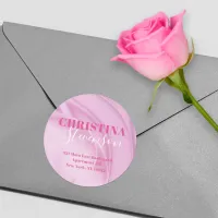 Abstract Fancy Pink Round Return Address Label