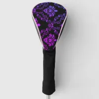 Blue & Pink Pattern on Black | Golf Head Cover