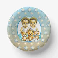 Cute Twins of color Baby Boys Baby Shower Treats Paper Bowls