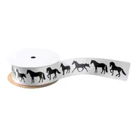 Black Horses Horse Rider Birthday Cake Satin Ribbon