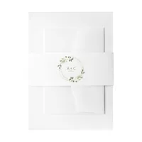 Wedding Geometric Greenery Floral Gold Green Invitation Belly Band