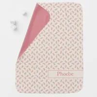 Wildflower Pattern Pink Feminine Pretty Name     Baby Blanket