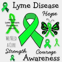 Lyme Disease Awareness Ribbons Butterflies Sticker