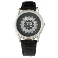 *~* Subtle OM AUM Gray Meditative Mandala Watch