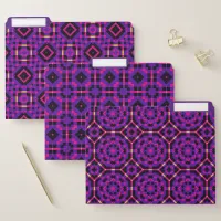 Trendy Chic Purple Mosaic Geometric Pattern File Folder