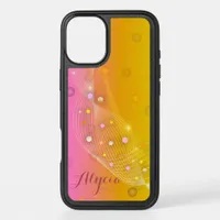 Pastel Orange To Pink Ombre Mesh Circles Sparkles iPhone 16 Mini Case