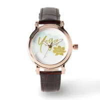 *~* Feminine Watercolor Gold Glitter Yoga Lotus Watch