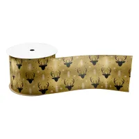 Deer Antlers Arrows Christmas Pattern Gold ID861 Satin Ribbon