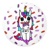 Rainbow Unicorn with Candy Sprinkles Ceramic Knob