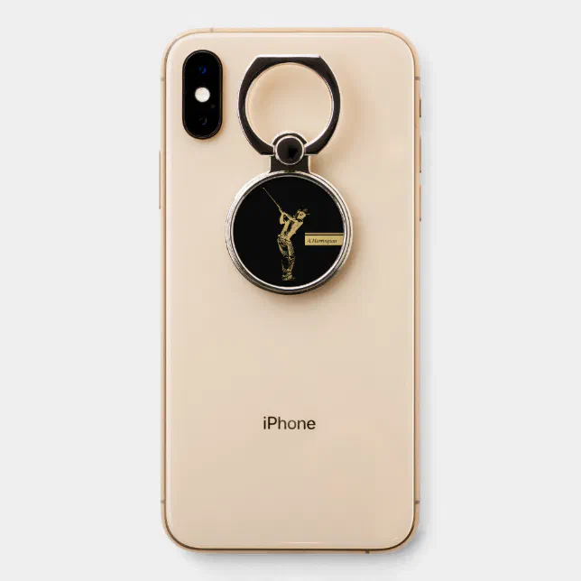 The golden golfer  phone ring stand