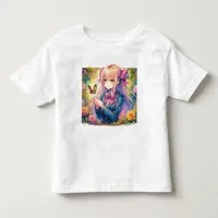 Anime Girl and Butterfly Watercolor  Toddler T-shirt