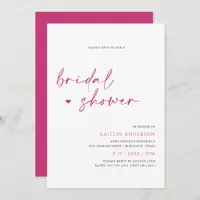 Magenta Pink Modern Handwriting Bridal Shower Invitation