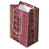 Magenta Gold Christmas Fa La La Pattern#27 ID1009 Medium Gift Bag