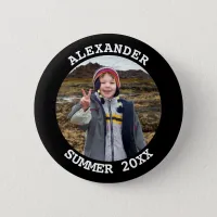 Personalized Round Family Photo Black Button