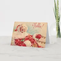 Vintage Santa Hello Holiday Card