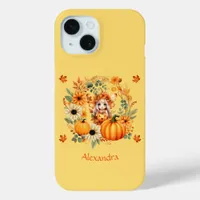 Cute Pumpkin Fairy in Autumn Wreath iPhone 15 Case